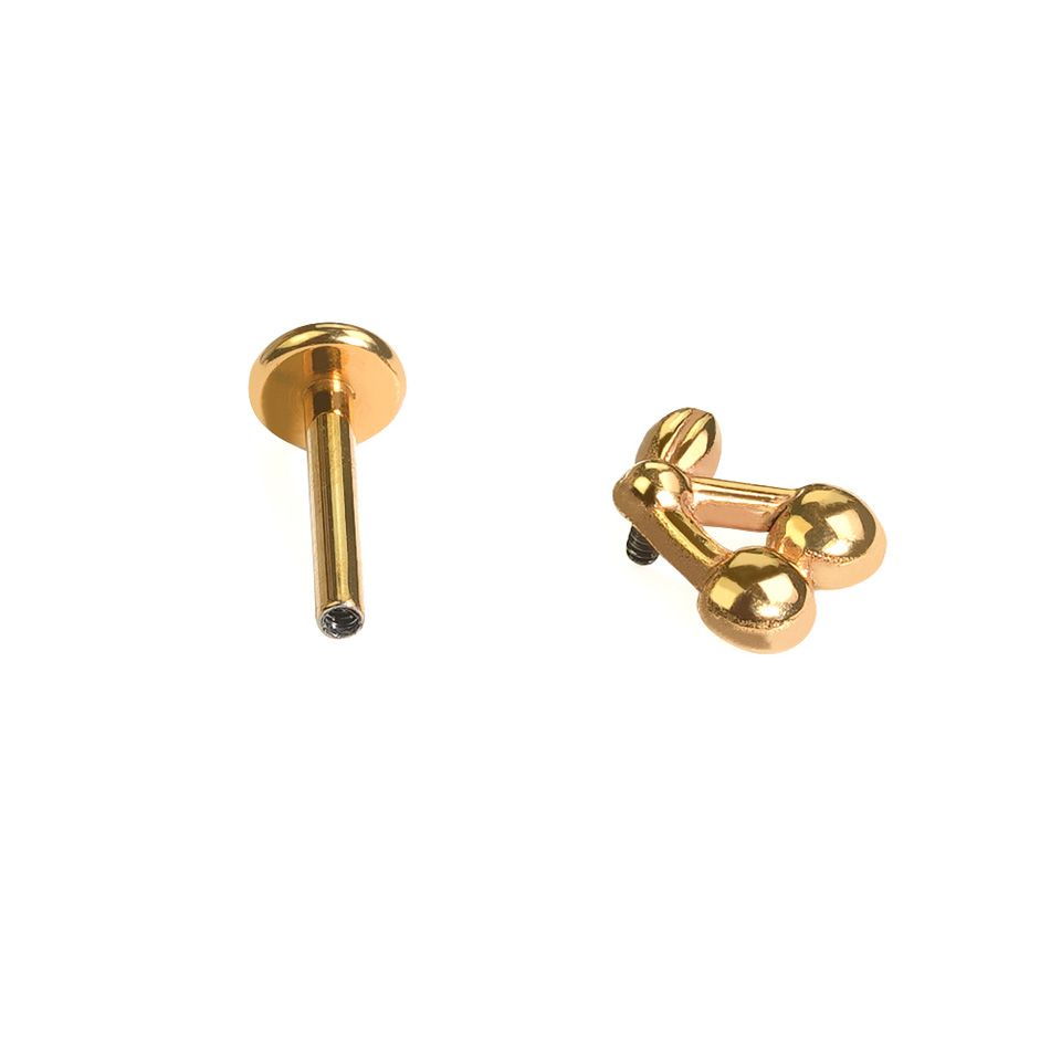 Labret flat back en titane avec design en forme de cerises