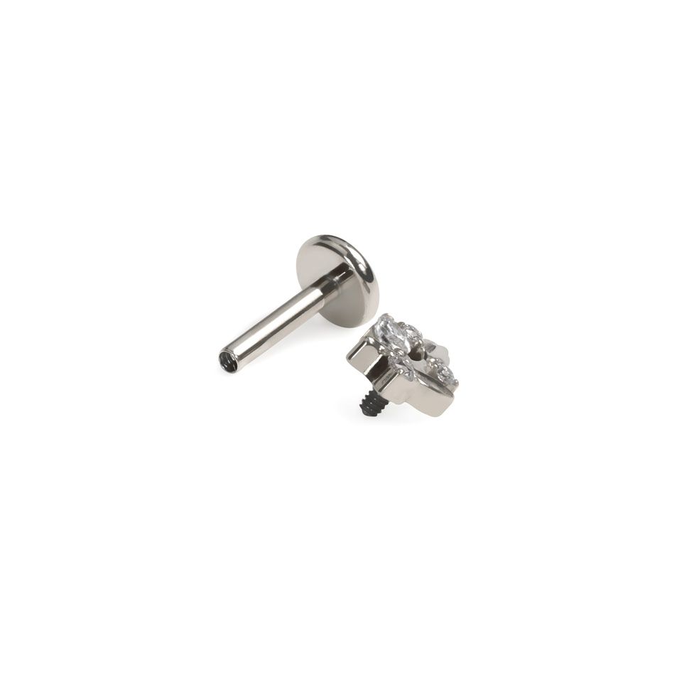 Labret en titane orné de pierres et design en forme de feuilles