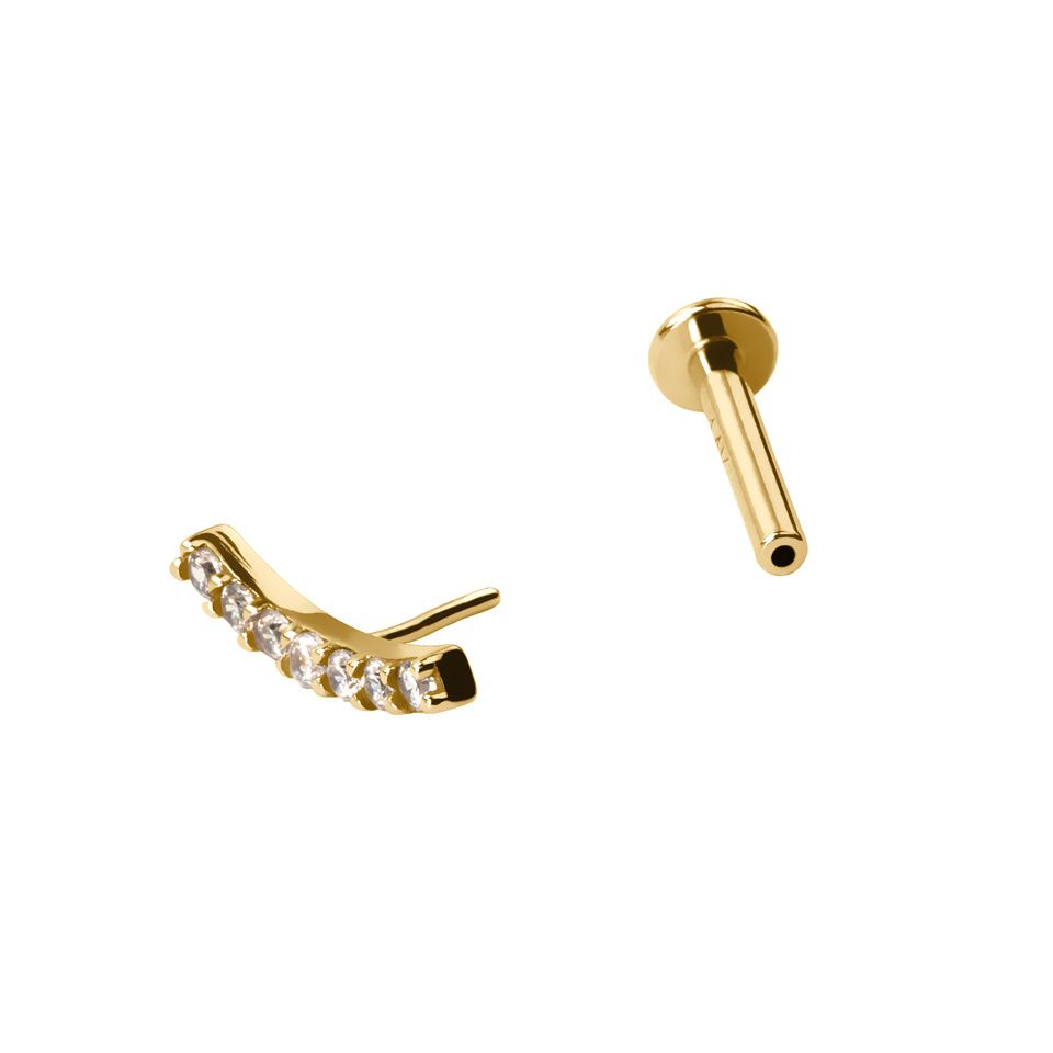 Labret push-in en or 14k avec top incurvé pavé de CZ