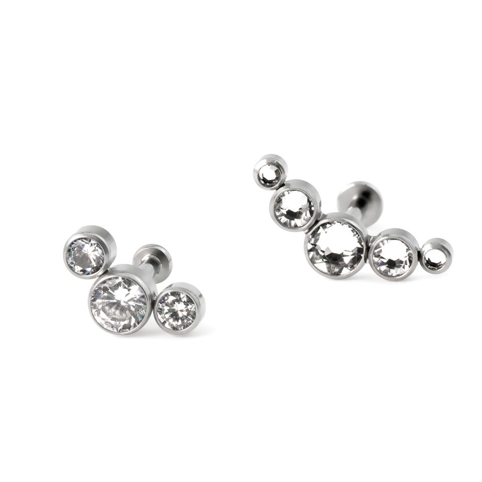 Labret push-in en titane avec plusieurs pierres