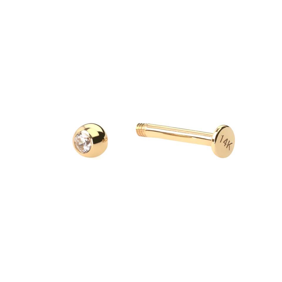 Labret en or 14K avec une pierre incrustée