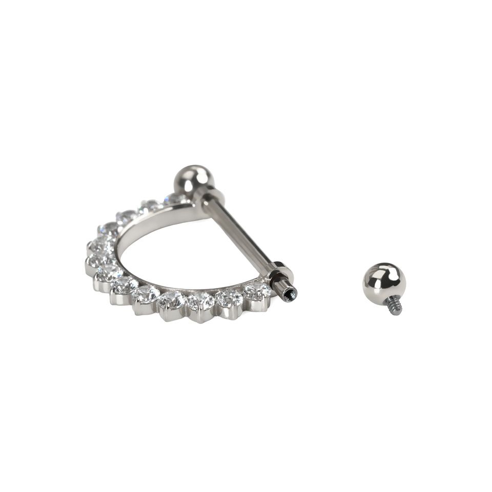 Barbell en titane pour le téton avec demi-cercle orné de pierres