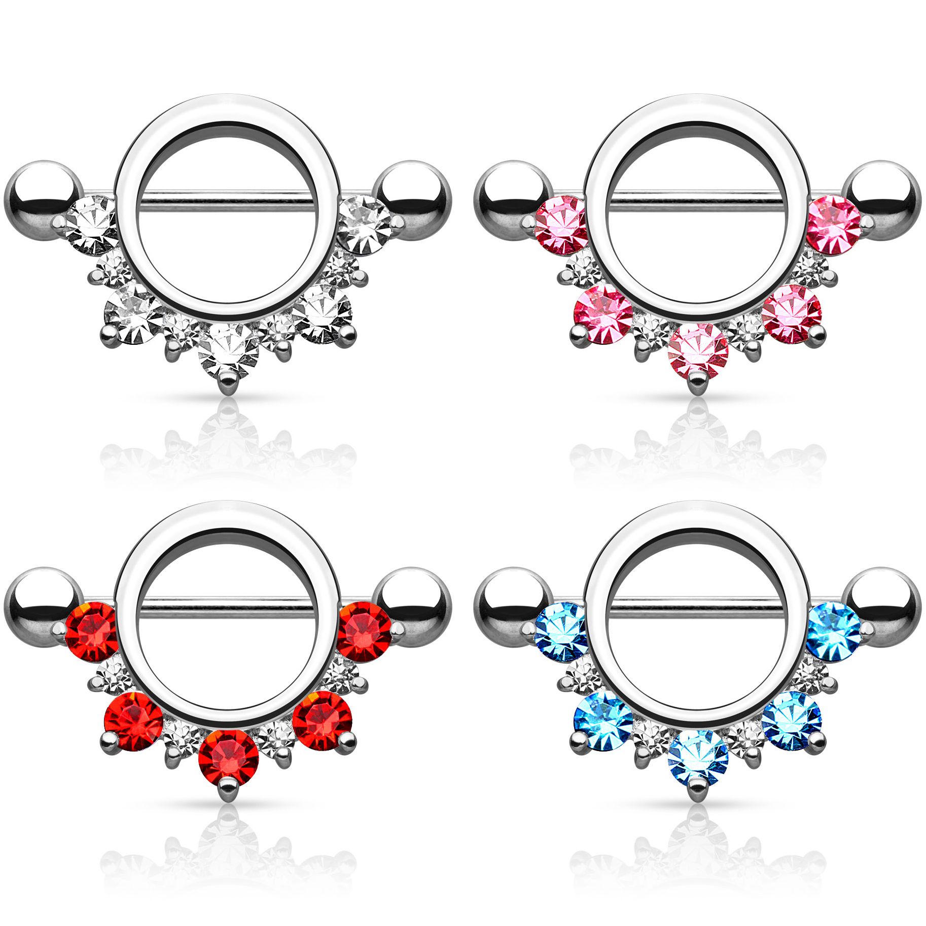 Piercing pour le téton avec pierres en arc