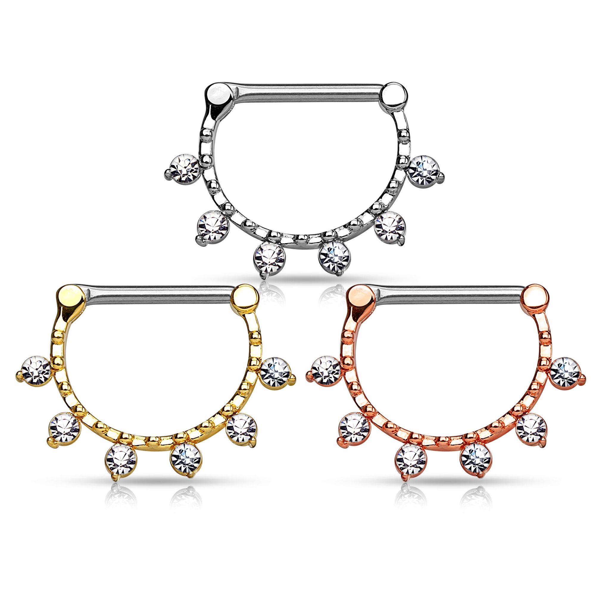 Clicker pour le téton avec 6 pierres claires