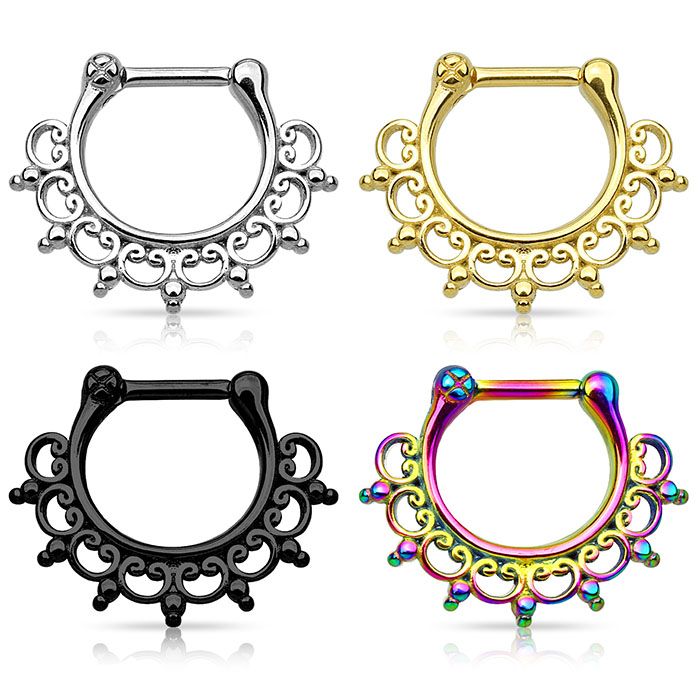 Septum en acier chirurgical avec design ornement