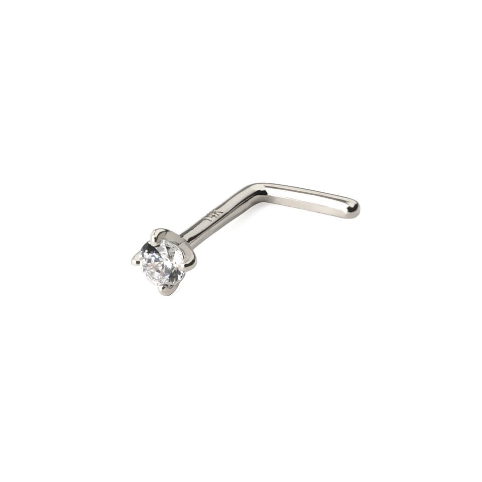 Piercing au nez en or 14 carats avec une pierre ronde