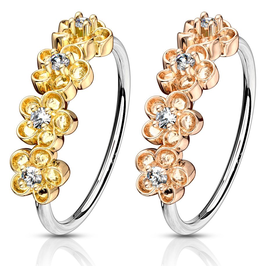 Anneau simple avec 4 belles fleurs