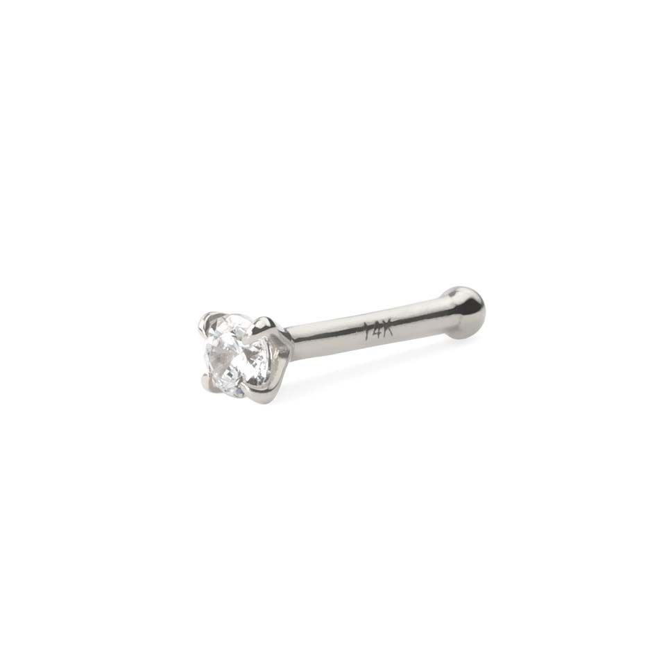 Tige de nez Or 14 carats massif avec une pierre