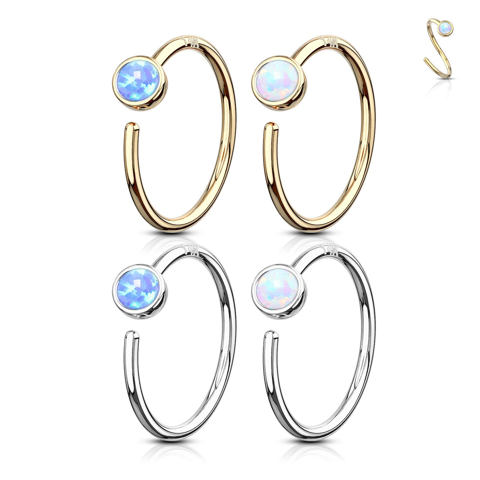 Anneau sans fin simple en or 14 carats avec une opale