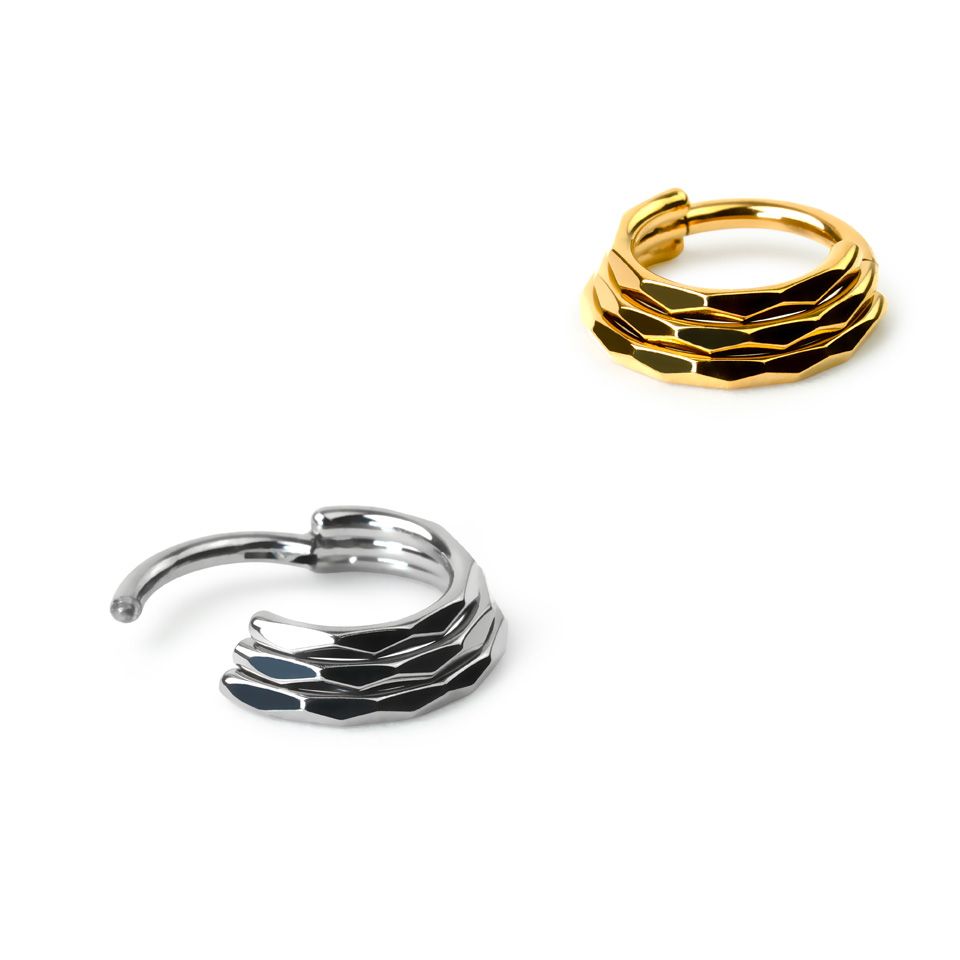 Triple anneau en titane et motif diamant
