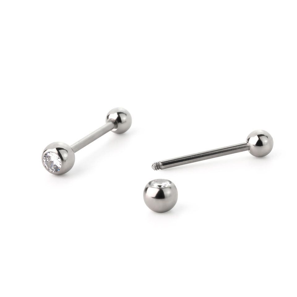 Piercing pour la langue en acier chirurgical avec couleur de la pierre au choix