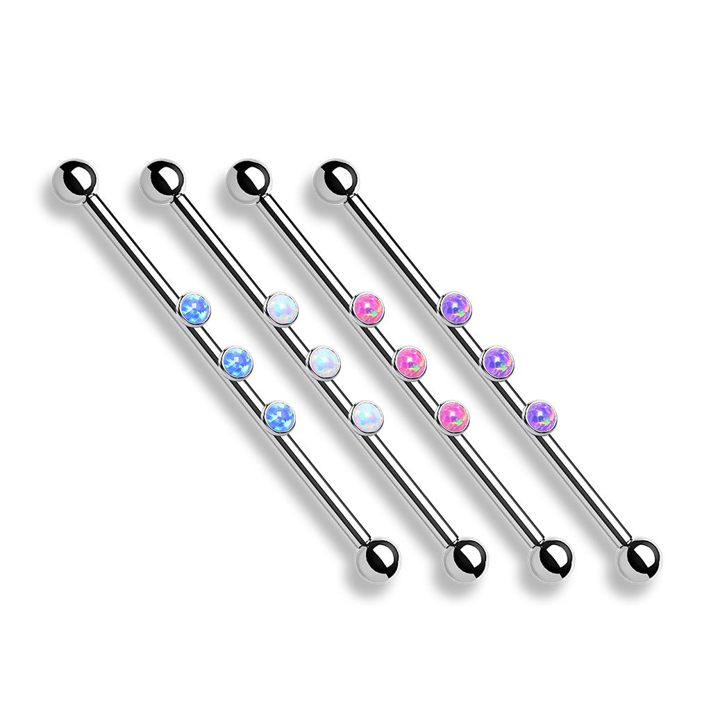 Tige barbell industrielle avec 3 opales et un filetage interne