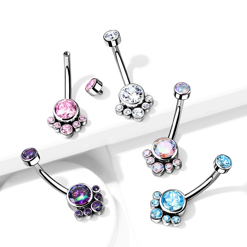 Piercing pour le nombril en titane avec un ensemble de pierres