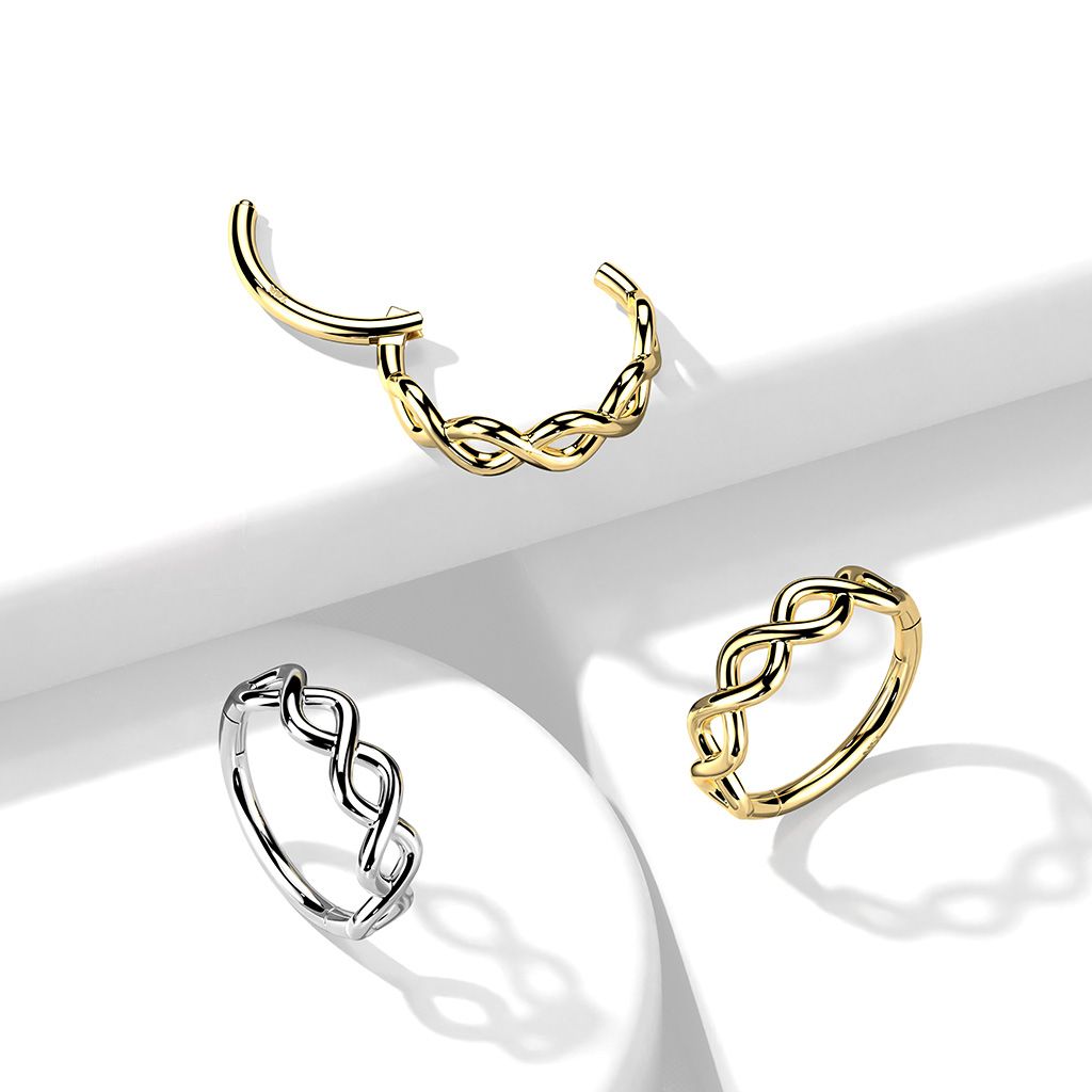 Anneau en or 14K avec charnière et torsion à l'infini sur le côté