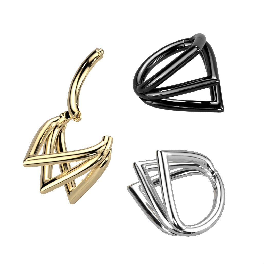 Anneau à charnière en titane et triples chevrons