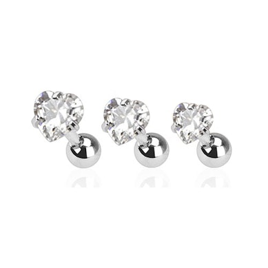 Lot de piercing pour l'oreille avec un coeur en pierre