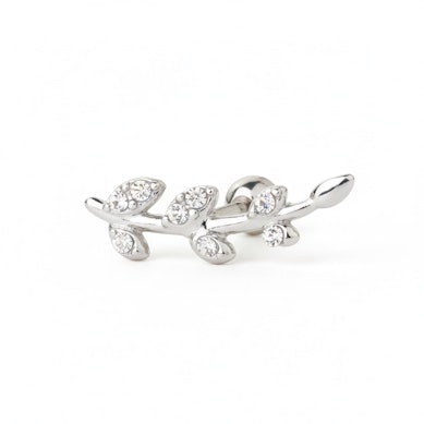 Piercing pour l'oreille avec feuilles ornées de pierres