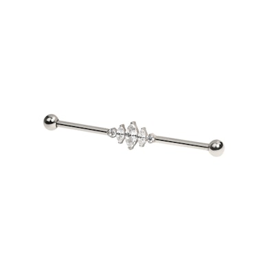 Barbell en titane pour piercing industriel avec pierres taille marquise