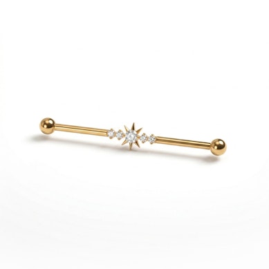 Barbell industriel en titane avec étoile et pierres