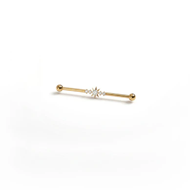 Barbell industriel en titane avec étoile et pierres