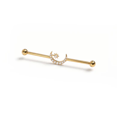 Barbell industriel en titane avec une lune et une étoile