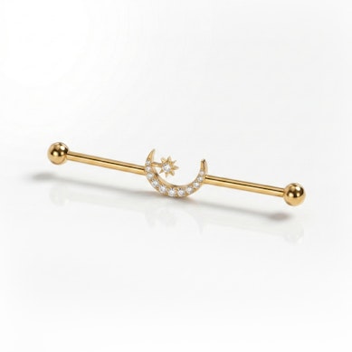 Barbell industriel en titane avec une lune et une étoile