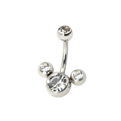 Piercing pour le nombril avec 4 pierres