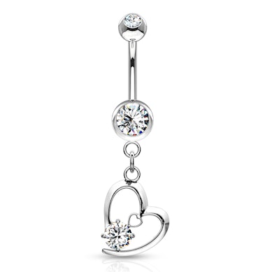 Piercing pour le nombril avec pendentif coeur