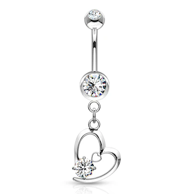 Piercing pour le nombril avec pendentif coeur