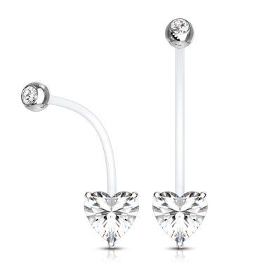 Piercing pour le nombril en PTFE pour femme enceinte avec coeur et pierre