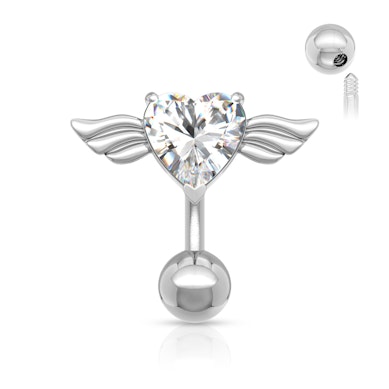 Piercing pour le nombril avec cœur et ailes