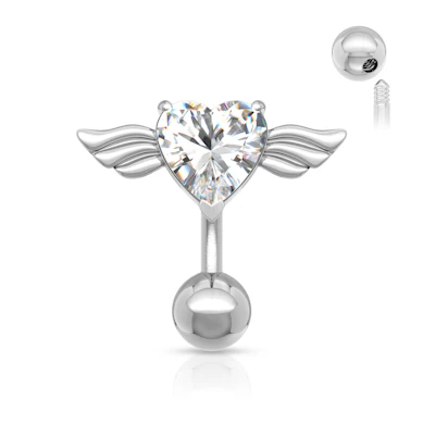 Piercing pour le nombril avec cœur et ailes