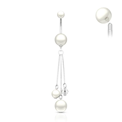 Piercing pour le nombril avec perles en acrylique et chaînes pendantes