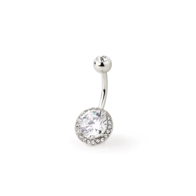 Piercing pour le nombril avec pierre à facettes