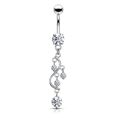 Piercing pour le nombril avec pierre en forme de s