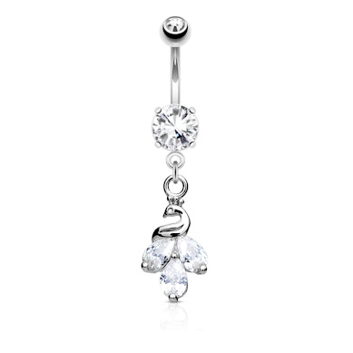 Piercing pour le nombril avec un paon en pendentif