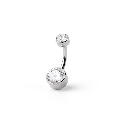 Piercing pour le nombril en titane avec boules plates et filetage interne