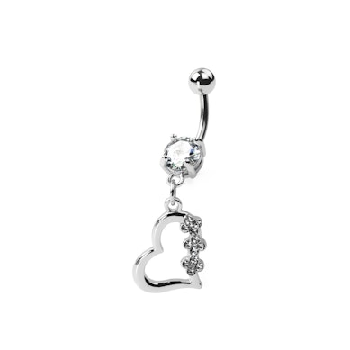 Piercing pour le nombril en titane avec cœur et pierre