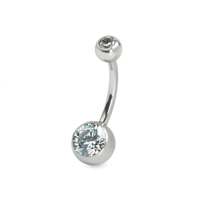 Piercing pour le nombril en acier chirurgical avec un filetage interne et des pierres