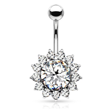 Piercing pour le nombril avec boule tournesol