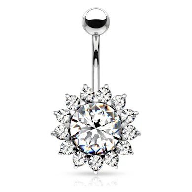 Piercing pour le nombril avec boule tournesol