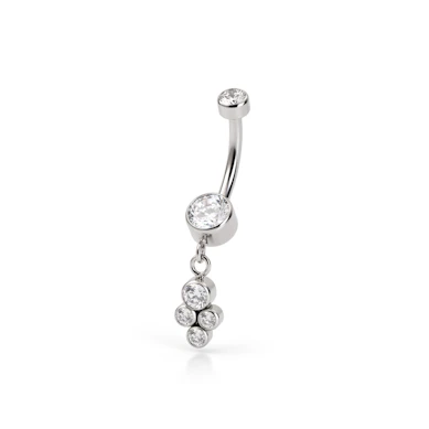 Piercing pour le nombril en titane et pierres serties pendantes