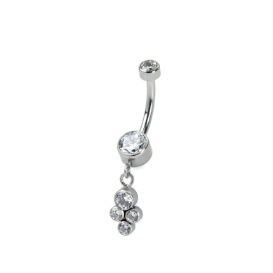 Piercing pour le nombril en titane et pierres serties pendantes