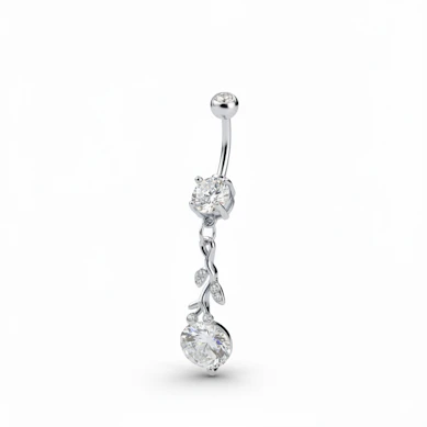 Piercing pour le nombril avec de belles pierres en pendentif