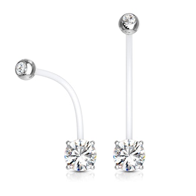 Piercing pour le nombril femme enceinte avec 2 pierres