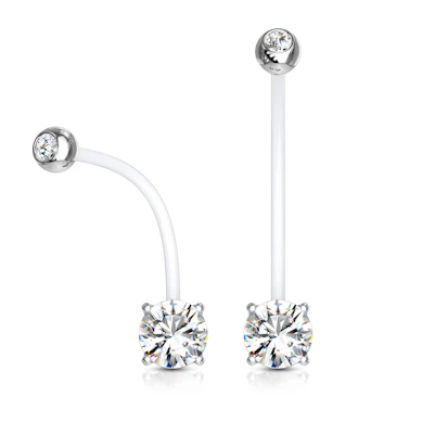 Piercing pour le nombril femme enceinte avec 2 pierres