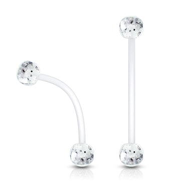 Piercing pour le nombril femme enceinte avec des boules scintillantes
