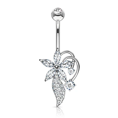 Piercing pour le nombril avec fleur de vigne