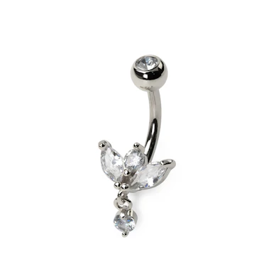 Piercing pour le nombril avec pierres taillées en marquise