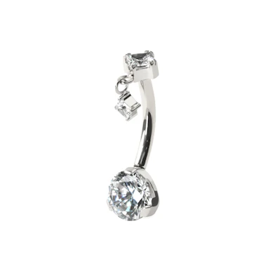 Piercing pour le nombril en titane avec un pendentif carré